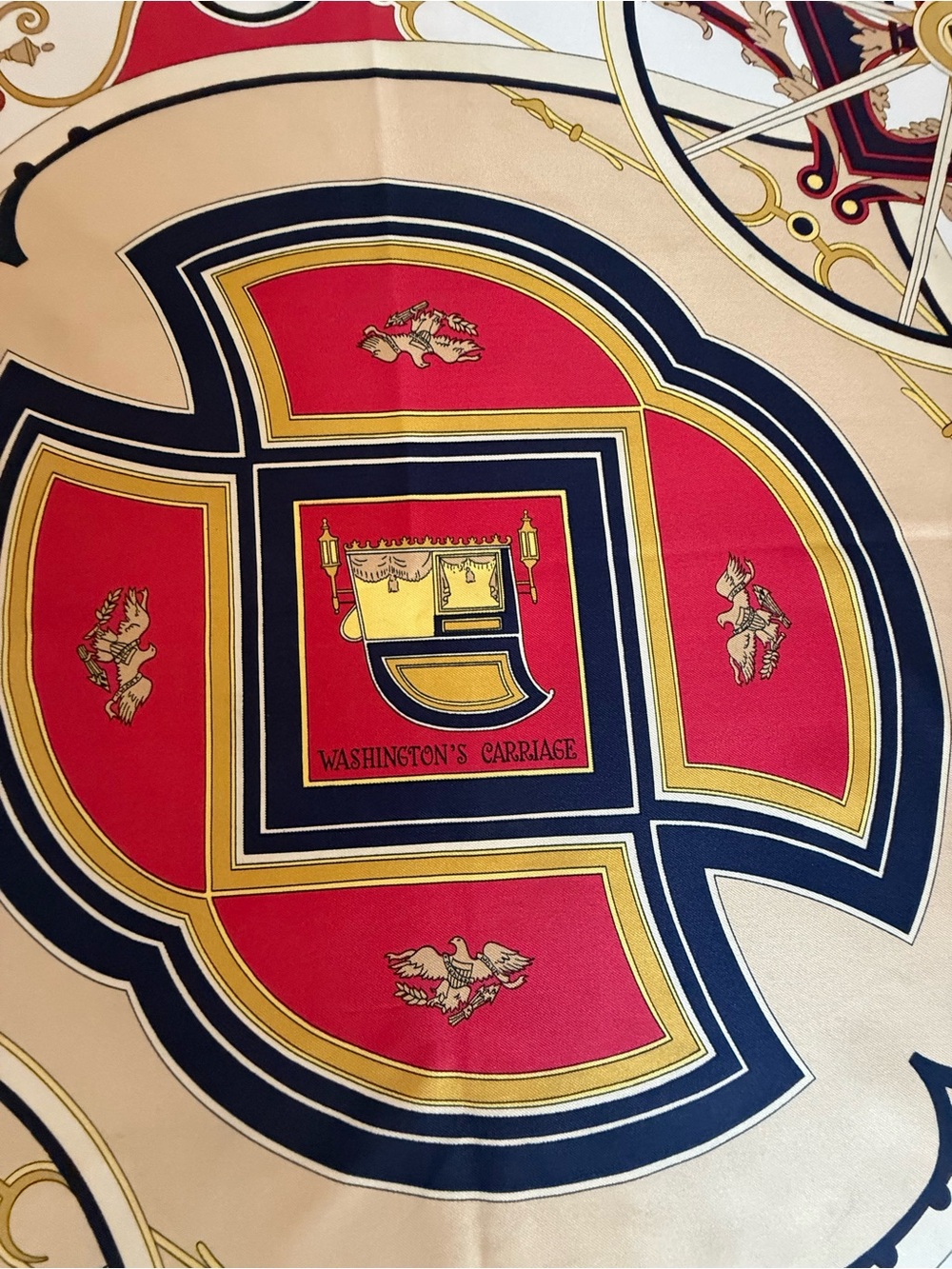 Hermes Silk Scarf Navy Red White Hand Rolled Made in France - Picture 10 of 12